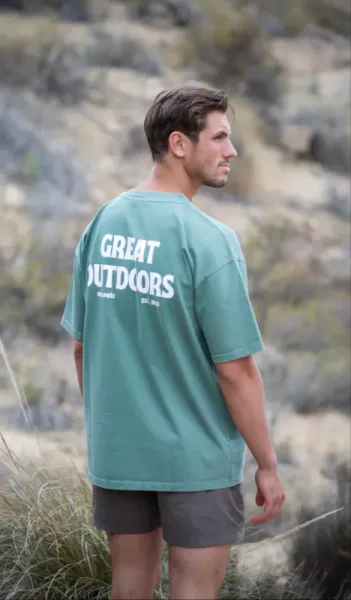 Pre Aprés Great Outdoors Oversized Heavy Tee, Forest Green